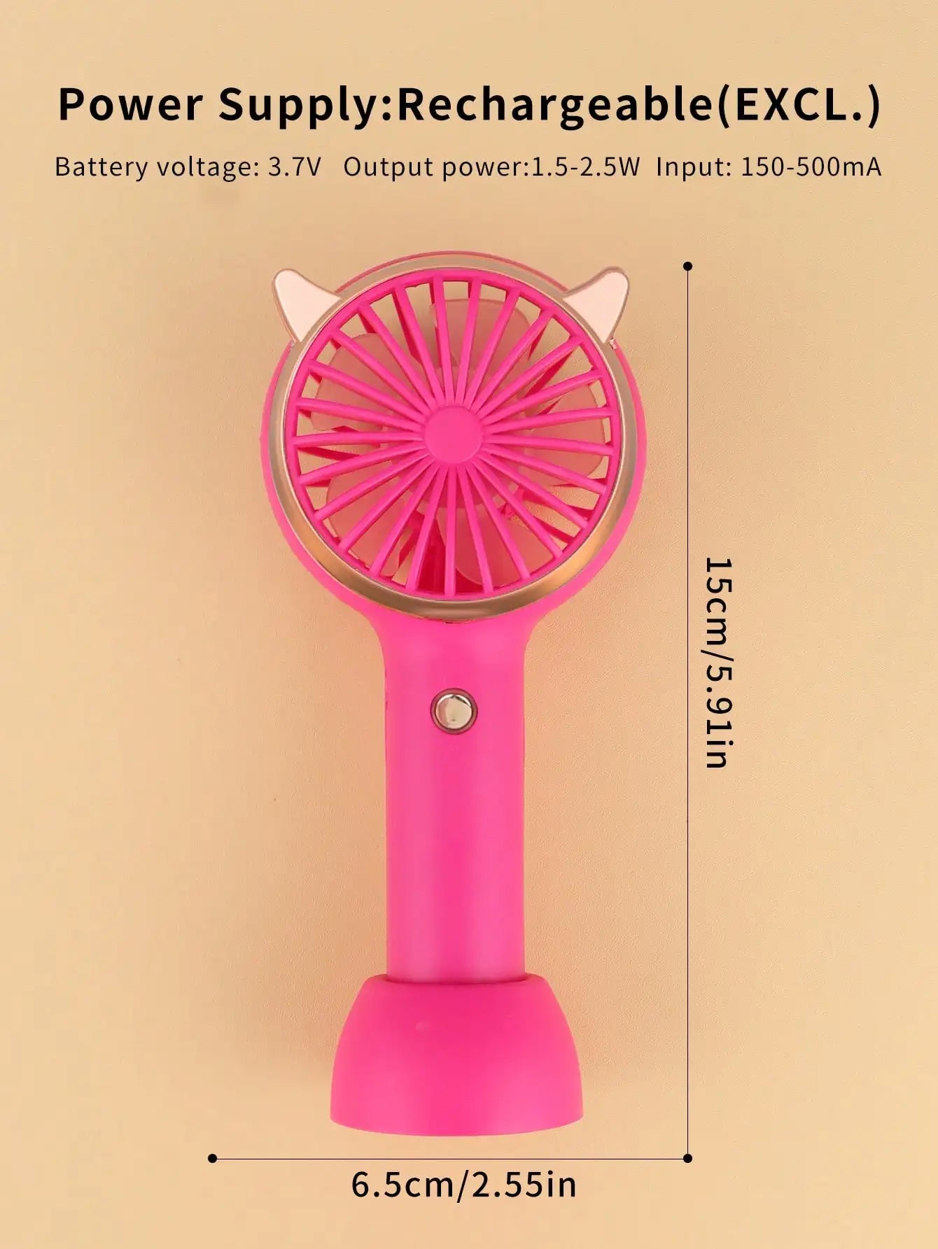 Cute Cat Ear Portable 3-speed Adjustable LED Lamp Holder Mini Fan Suitable for Office Outdoor Travel, The Best Summer Partner