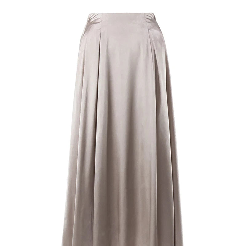 Elegant Satin Loose Women Skirt 2025 High Waist Maxi Skirts Streetwear Classic Long Skirt Fashion Female Black Skirt