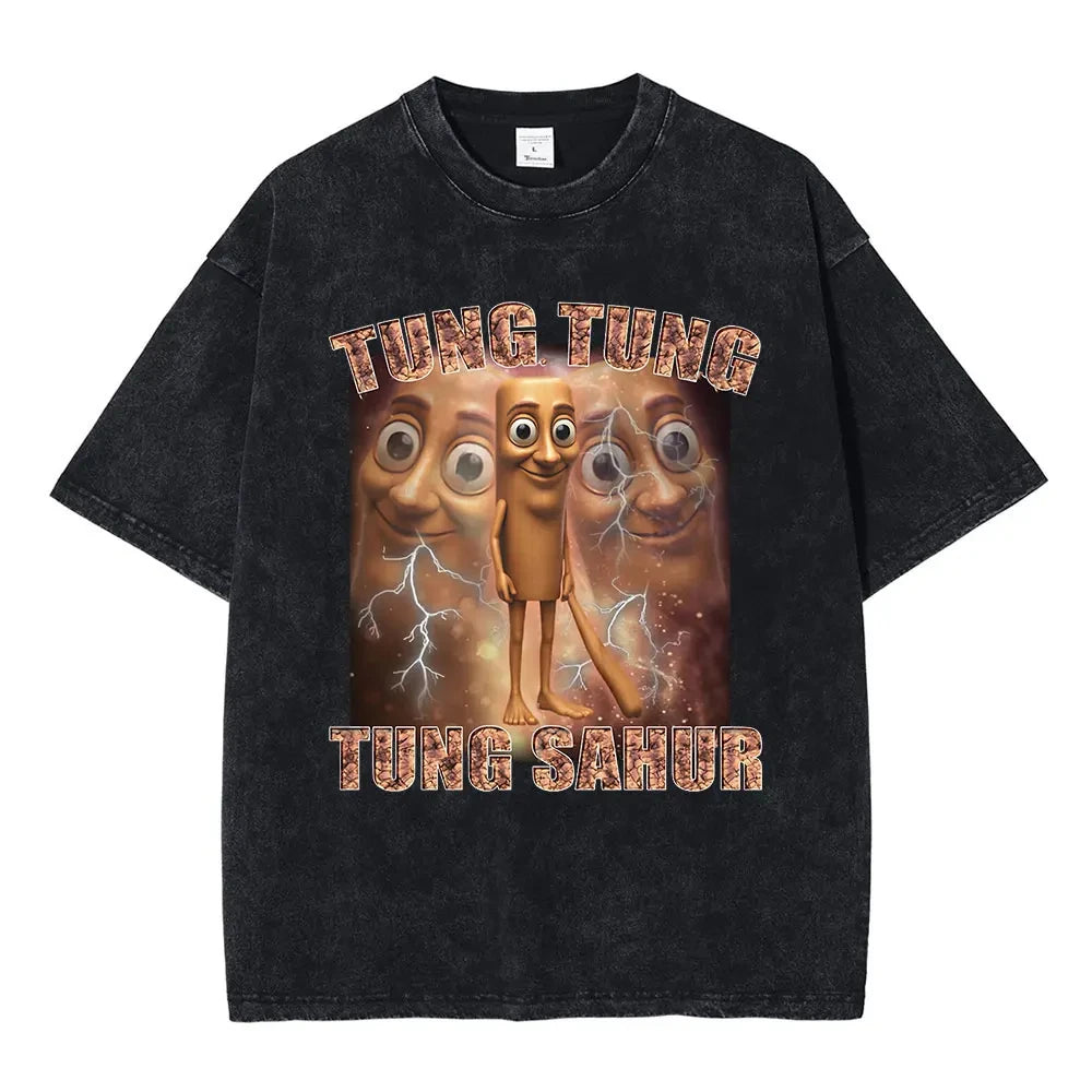 Italian Brainrot Funny Meme T-shirt Tralalero Tralala Tung Tung Tung Sahur Bombardiro Crocodilo Brr Brr Patapim Washed T Shirts