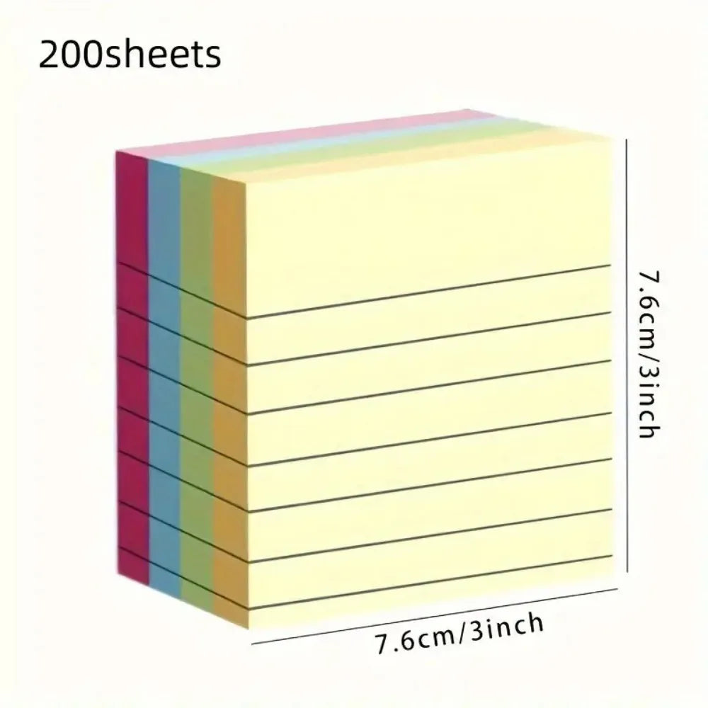 200 Pages of Colorful Self-Adhive Notes - Simple Stickers for Office, Home and School Organization
