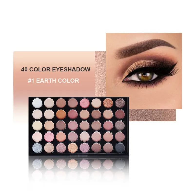 40 Color Matte Pearl Light Earth Color Eyeshadow Palette Color Display Durable Easy Makeup Waterproof Anti - Smudging