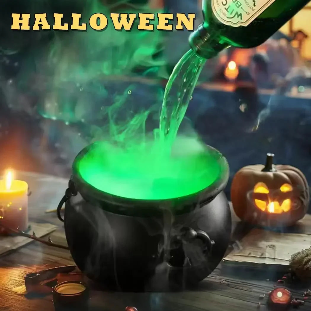 Halloween WitchCauldron with LED Light & Fog Mist Maker Skeleton Decor for Spooky Hocus Pocus Party, Home, Halloween Party