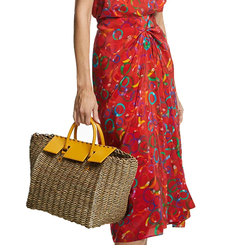 Women's Half Skirt New Elegant and Fashionable Printed Female Long Skirt Sexy High Waist Office Ladies Loose A-line Skirt