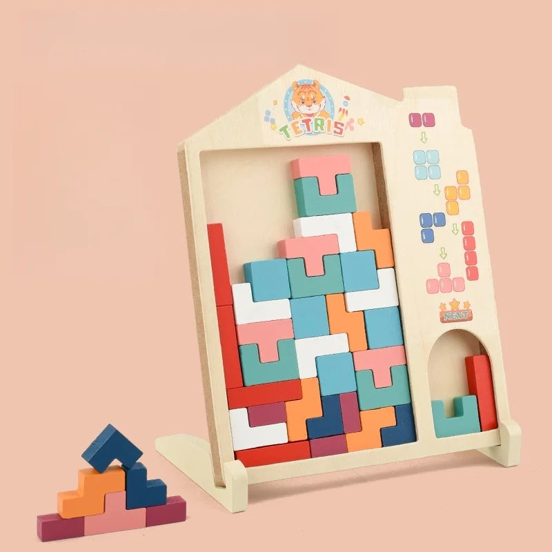 Wooden 3D Puzzles Blocks Brain Teasers Toy Jıgsaw Tangram Colorful Jigsaw Game Preschool Educational Gift For Baby Toddlers Kids