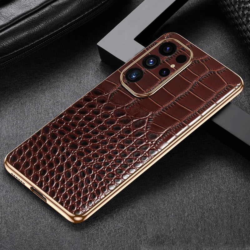 Genuine Cowhide Leather Phone Case for Samsung Galaxy S 25 S24 Ultra S25 Plus Luxury Back Cover
