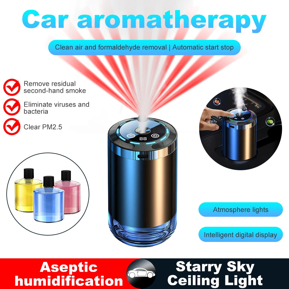 Smart Car Air Freshener Rechargeable Aroma Diffuser Air Freshener Essential Oil Fragrance Gift 3 Levels Adjustable