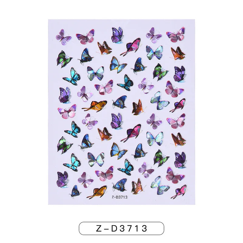 Glitter Flame Nail Art Set – Self-Adhesive Silver Stickers with Butterfly Foil for Manicure Magic
