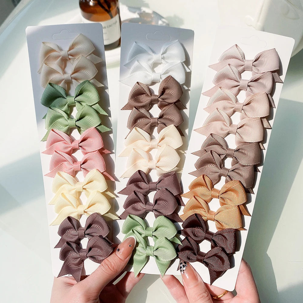 10-Pack Ribbon Bow Hair Clips β Sweet Handmade Styles for Little Girls!