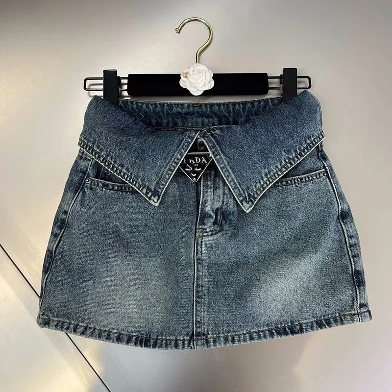 Fashion High Waist Denim Mini Skirt Women's 2023 Summer New Fashion Button Zipper Slim Fit Korean Street Casual A-line Skirt