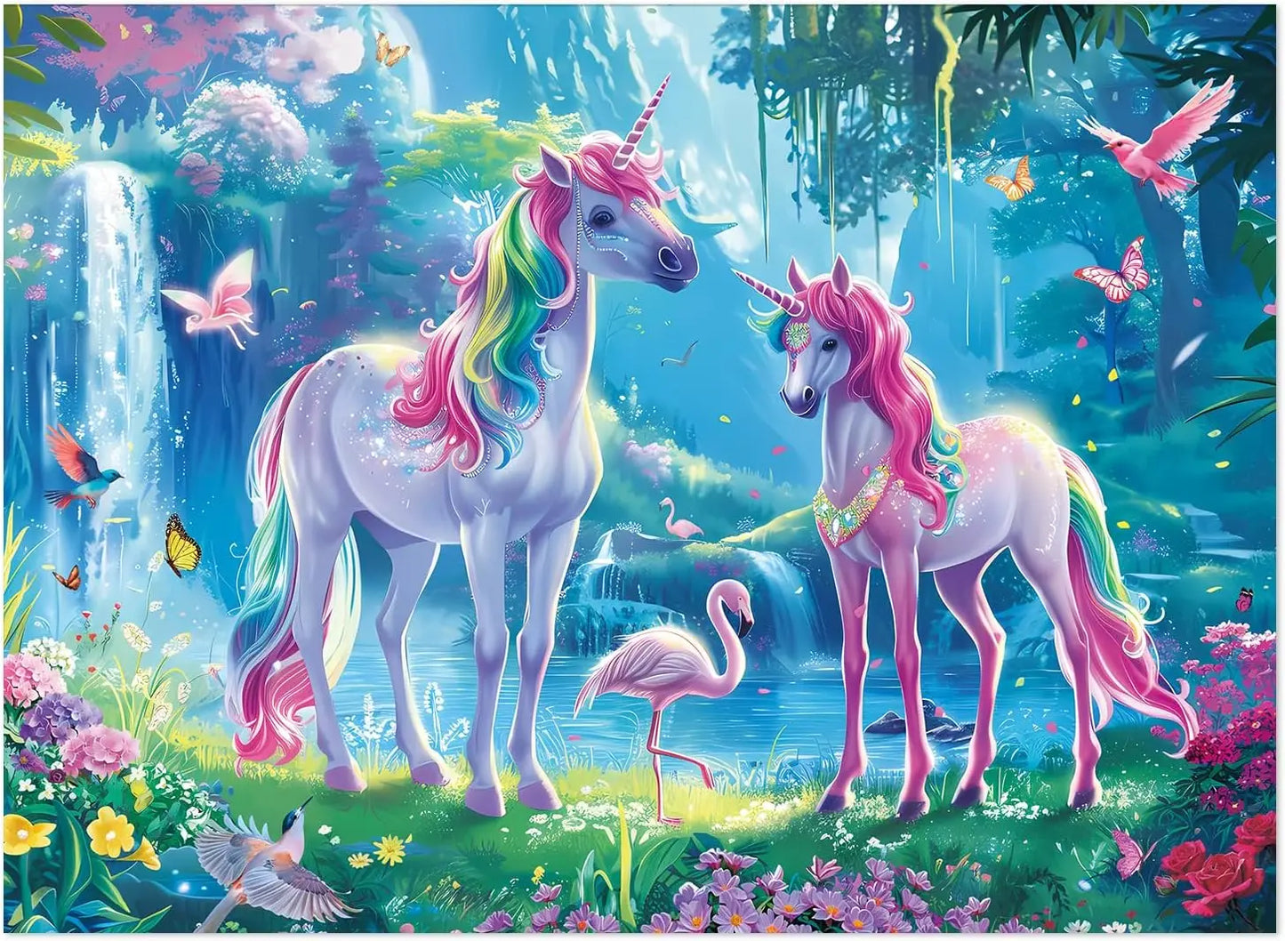 300/500/1000Pcs Wooden Puzzles for Princess Unicorns Jigsaw Puzzles for Bedroom Livingroom Challenging Family Activity Game