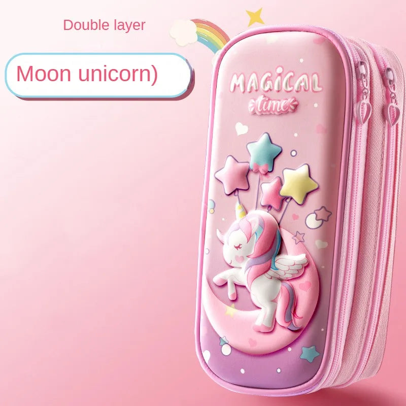 3D EVA Unicorn Pencil Case – Cute Cartoon Stationery Box for Girls, School Supplies, Gifts & iPad Storage