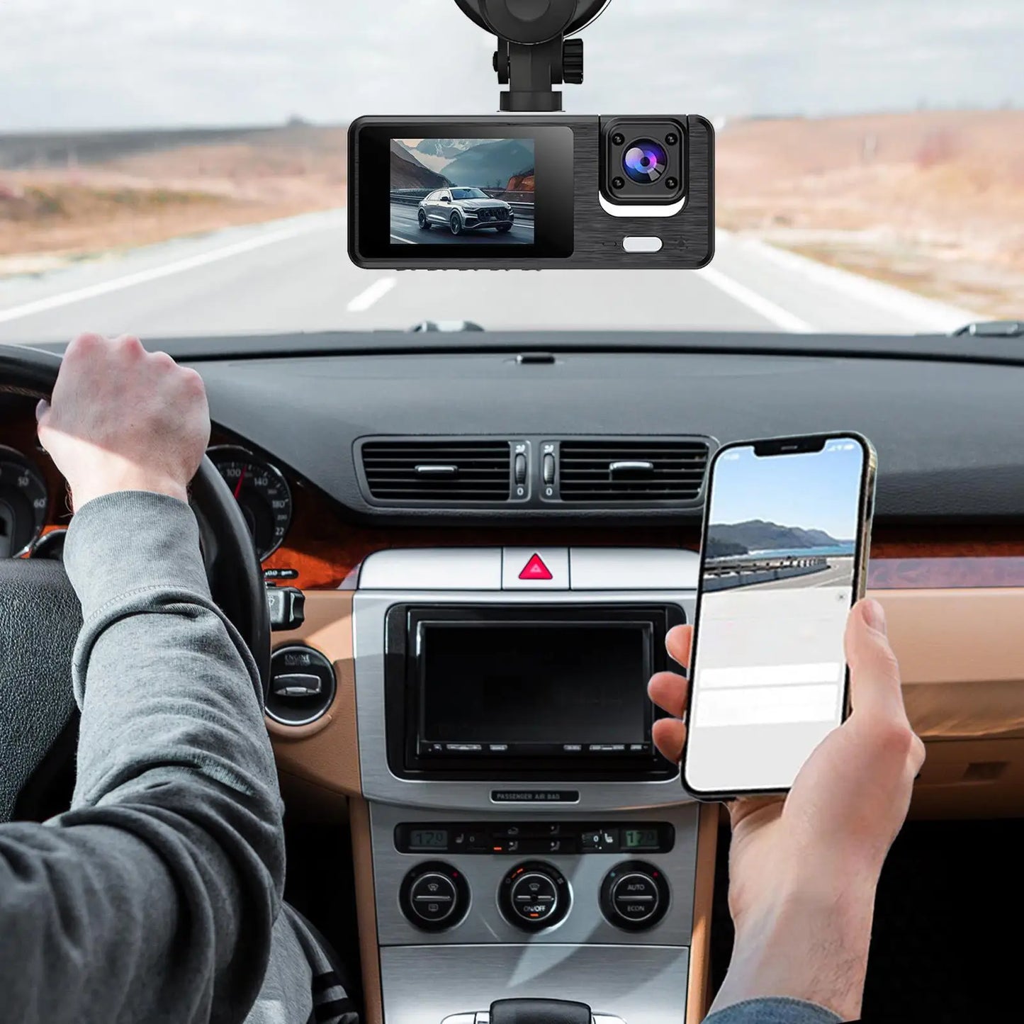 Dash Cam For Car 3 Channel Driving Recorder 1080P WIFI Recorder Front Rear Infrared Night Vision Reversing Image For Blind Spot