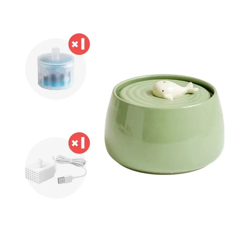 1.3 L Ceramic Cat Water Fountain USB Charging Pet Water Feeders Dogs Automatic Circulating Filtration Flow Water Dispenser