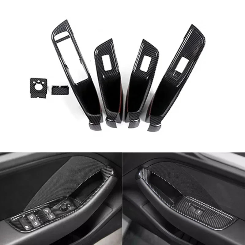 Carbon Fiber Car Styling Central Armrest Storage Box Panel Cover Trim for Audi A3 8V S3 RS3 2014 2015 2016 2017 2018 Accessories
