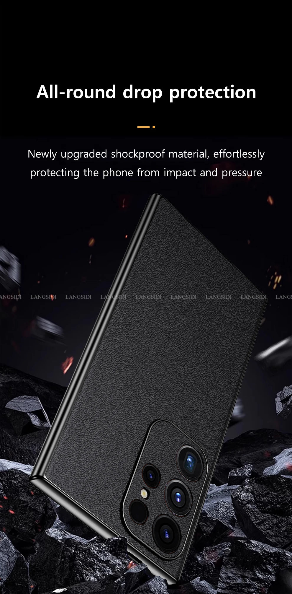 Leather Phone Case for Samsung Galaxy S25 S24 S23 Ultra S22 Plus Luxury Plating Soft Edges Shockproof 360 Full Protective Cover