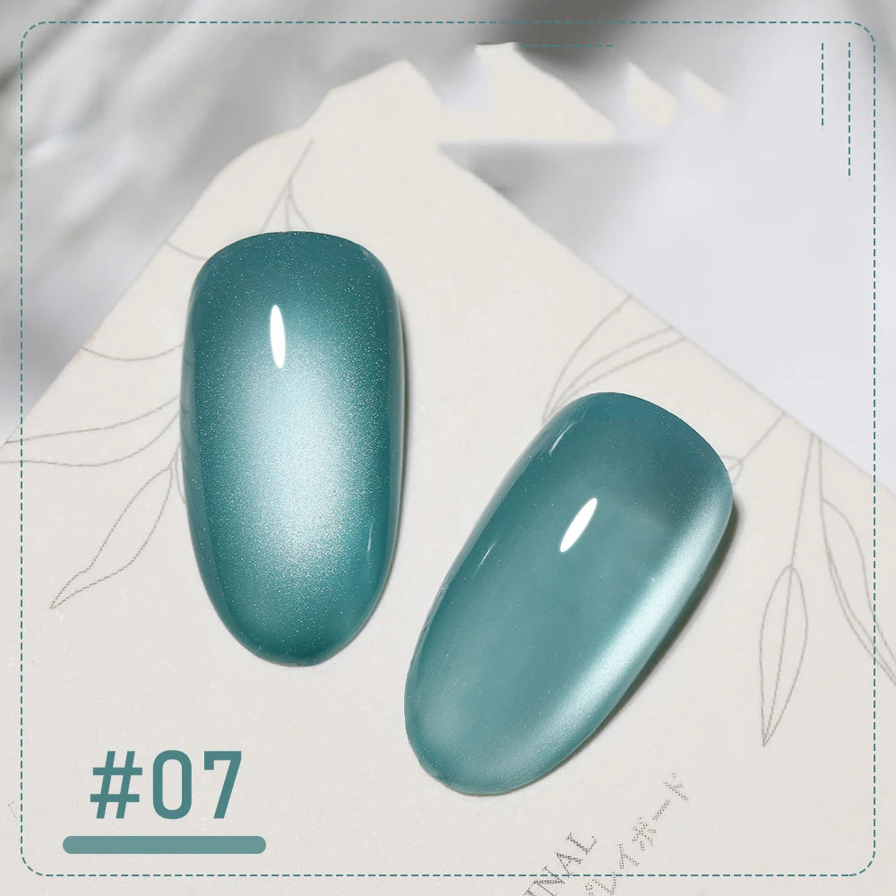 Silk Cat Eye Gel Polish β 9 Sparkling Colors with Magnetic Moonlight Effect (5g Each)
