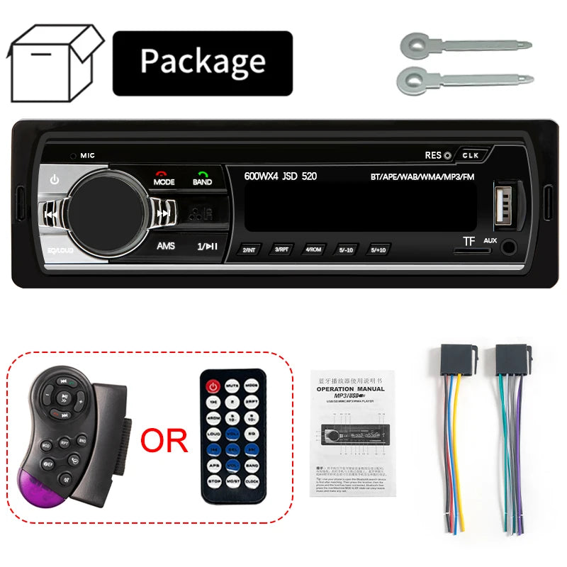 Car Radio 1 din Stereo Multimedia MP3 Player Digital Bluetooth FM ISO Power Aux Input USB Bluetooth Universal Autoradio