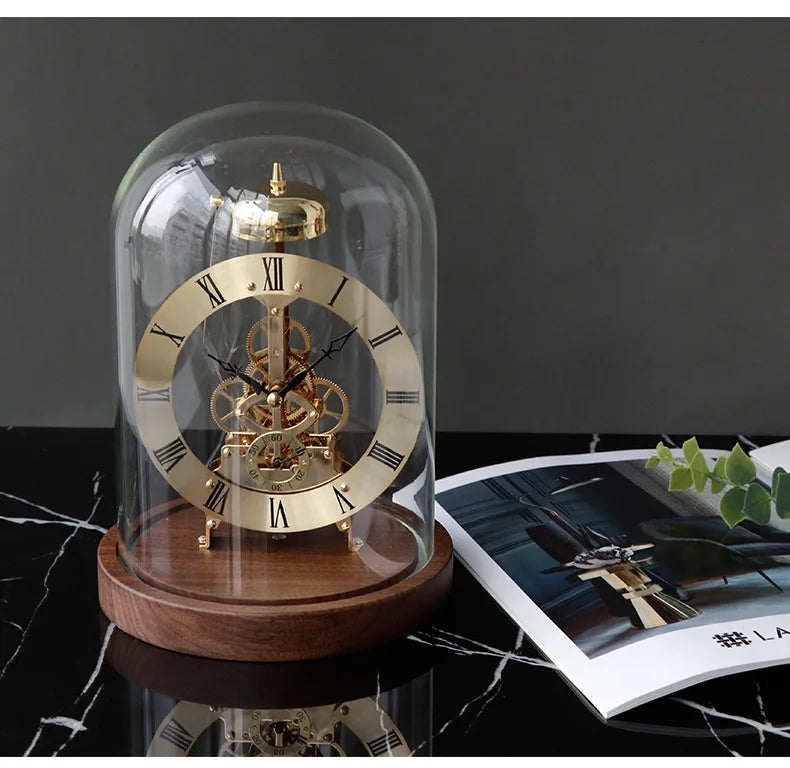 New Luxury Mechanic Metal Desk Clock Living Room Table Clock Work Office Decoration Clock Nordic Interior Bedroom Ornaments Gift