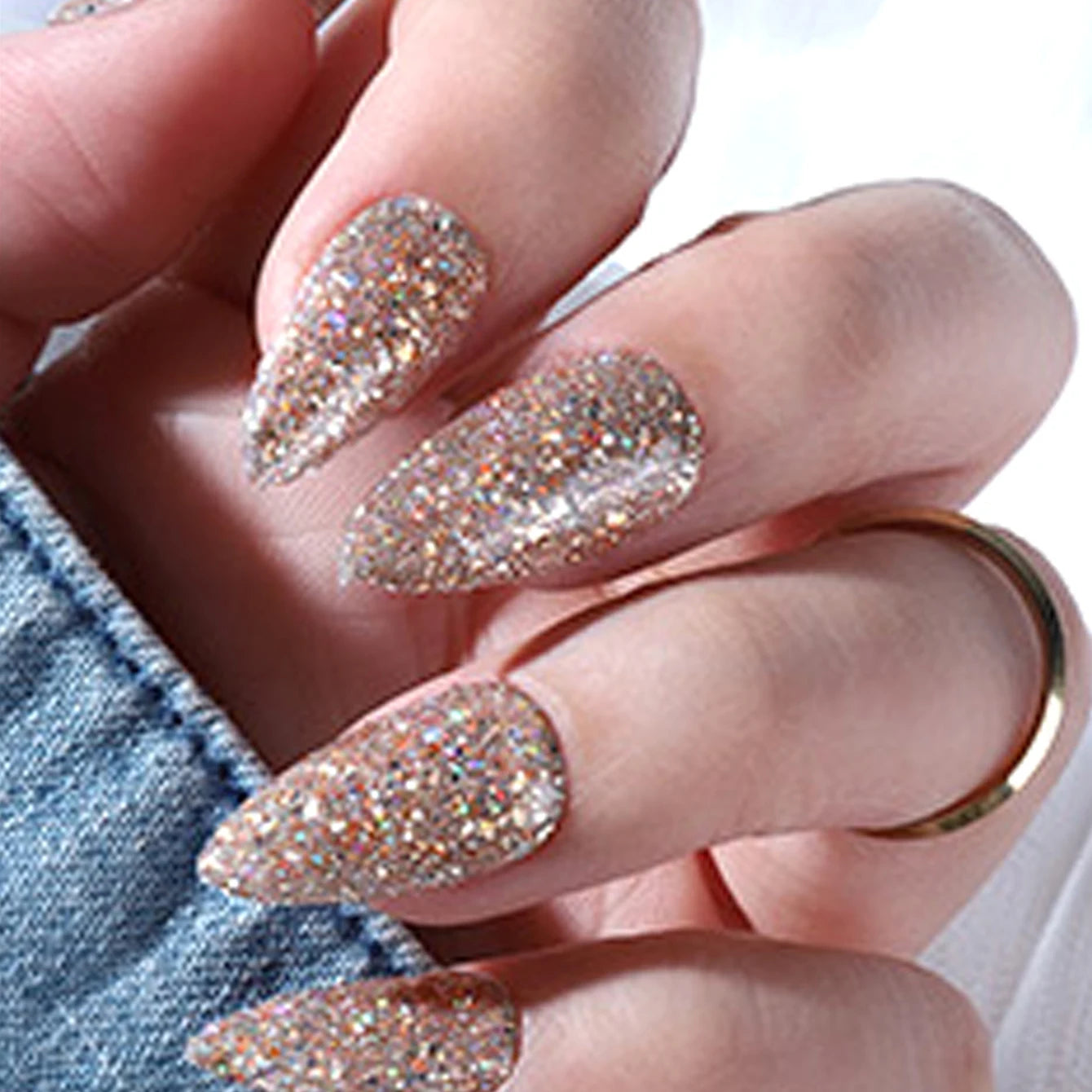 Simple & Delicate: 24PCS Almond Fake Nails for Effortless Date-Night Style