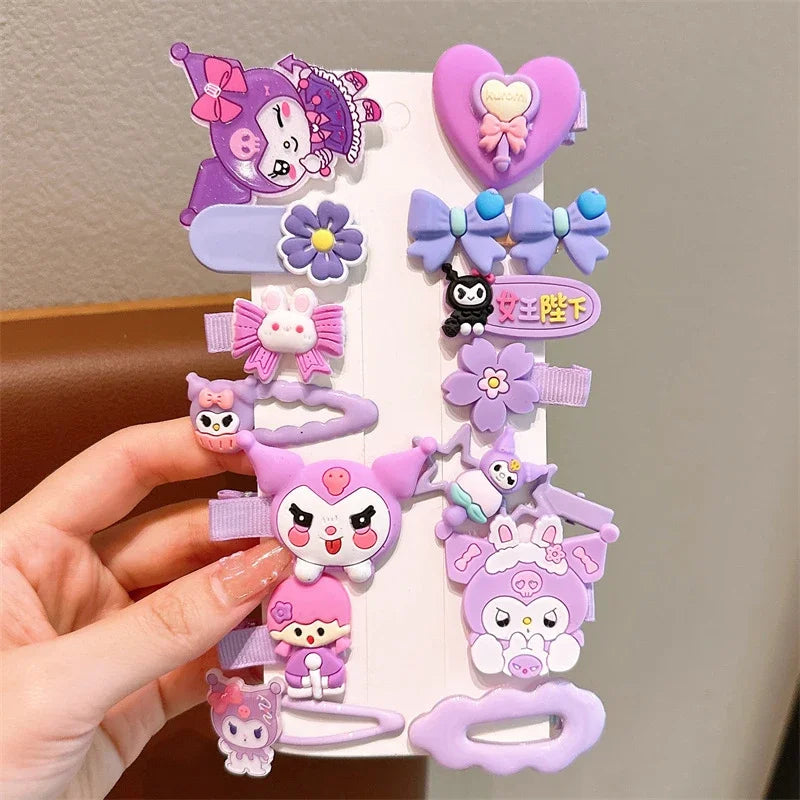 14-Piece Kuromi Hairclip Set – Cute Anime Style for Girls