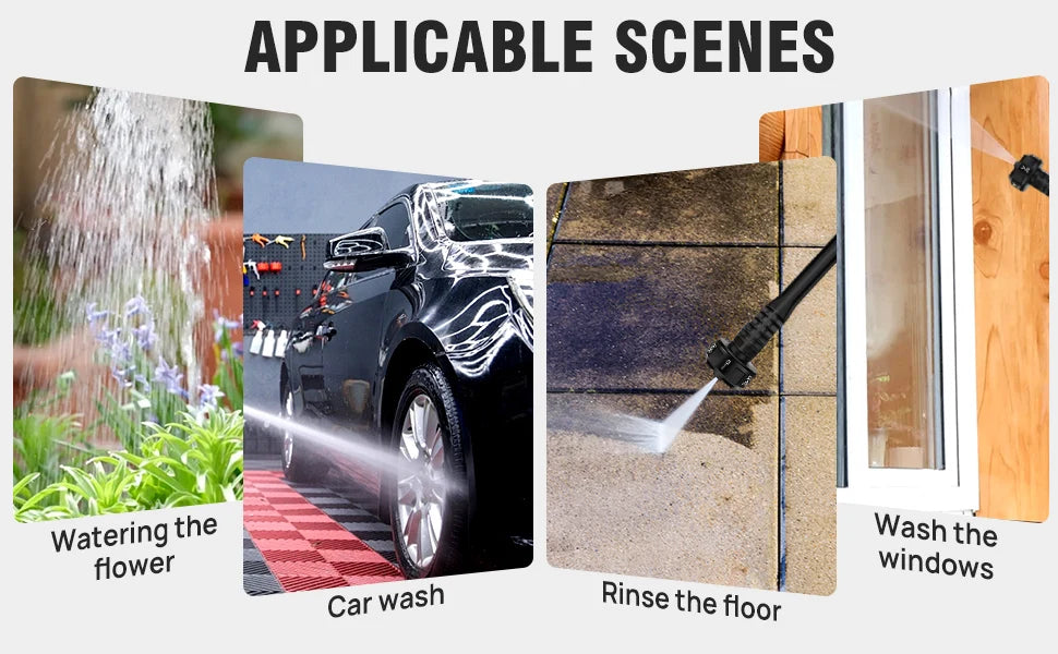 Cordless Pressure Washer, Portable Power Washer with 4.0Ah Battery 6-in-1 Nozzle, Handheld Brushless High-Pressure Car Washer