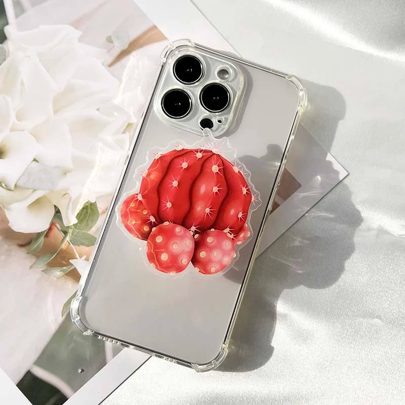 Factory Direct Acrylic Bracket Simulation Cactus Plant Phone Holder Foldable Lazy Stand Socket Folding Grip Tok