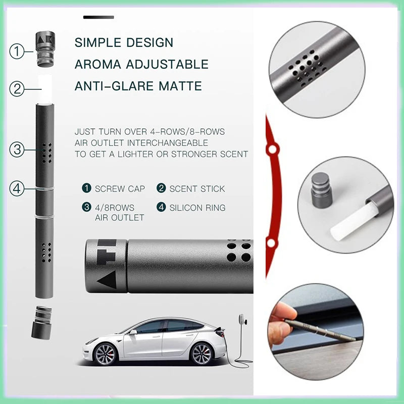 Car Air Freshener 2024 For Tesla Model 3 Y Car Air Freshener Perfume Aromatherapy Fragrance Scent Diffuser Diffuser+Scent Sticks