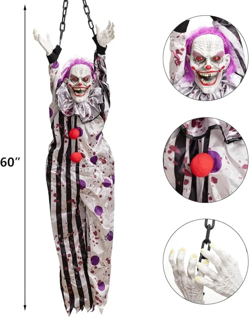 Halloween Decorations Electric Voice-activated Hanging Ghost Clown Hanging Ghost Haunted House Horror Decoration Props
