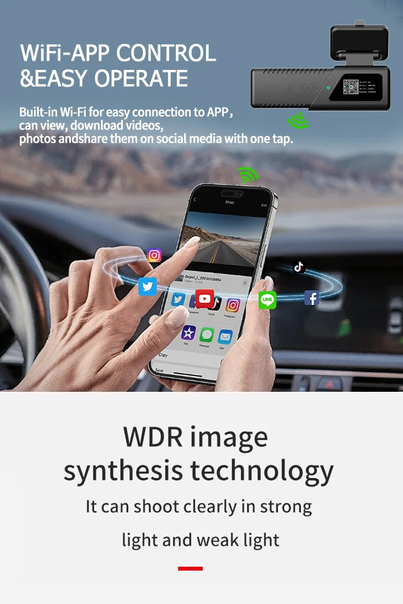 Dash Cam Smart Car Recorder HD 1080P ACC USB Panoramic WIFI Vehicle Driving Recorder 24H Monitoring Dashcam Parking Monitor