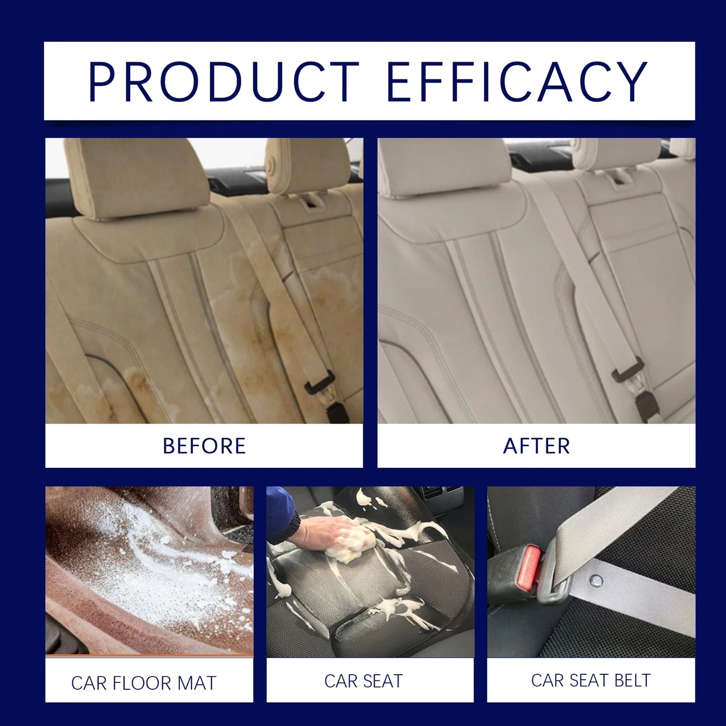 Multi-Surface Car Foam Cleaner For Leather Seats, Dashboard & Floor Mats - Quick Stain Removal Prevents Dryness And Cracking