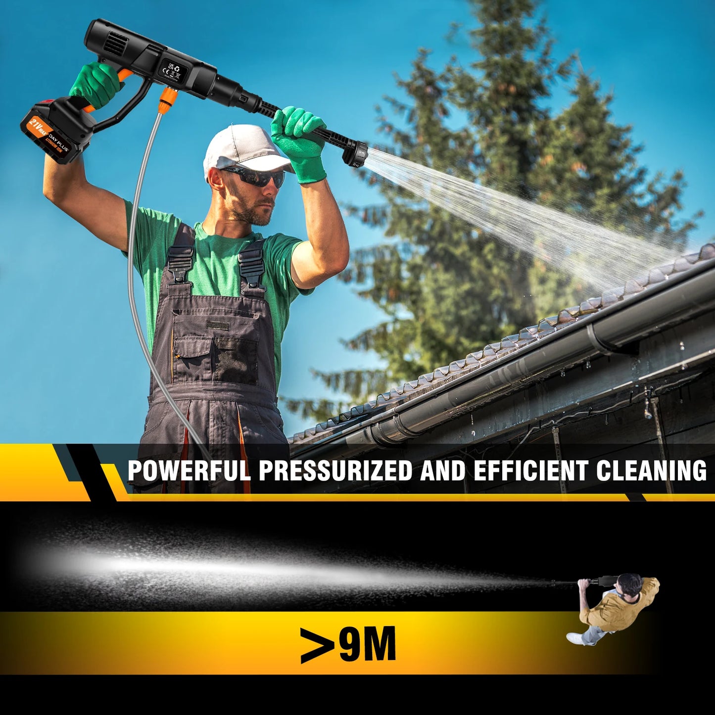 Cordless Pressure Washer, Portable Power Washer with 4.0Ah Battery 6-in-1 Nozzle, Handheld Brushless High-Pressure Car Washer