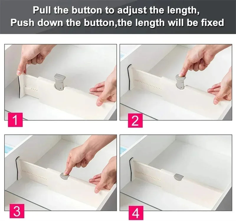 4 Pack Drawer Dividers Organizer Retractable Adjustable Storage Drawer Partition Holder Clapboard Kitchen Organizer Household