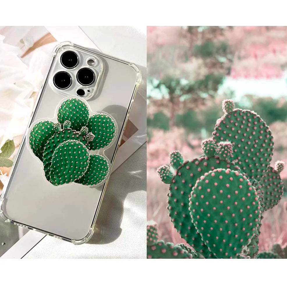 Factory Direct Acrylic Bracket Simulation Cactus Plant Phone Holder Foldable Lazy Stand Socket Folding Grip Tok