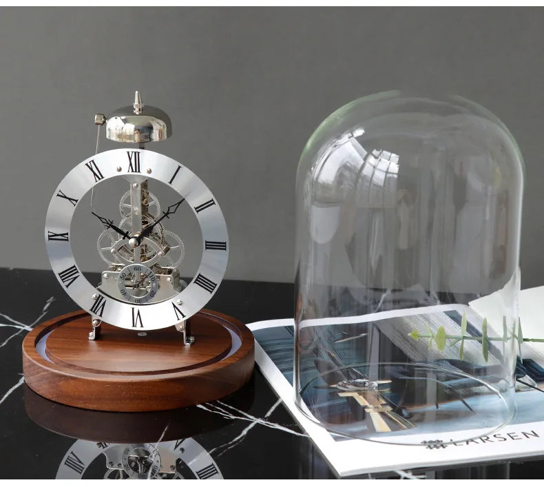 New Luxury Mechanic Metal Desk Clock Living Room Table Clock Work Office Decoration Clock Nordic Interior Bedroom Ornaments Gift