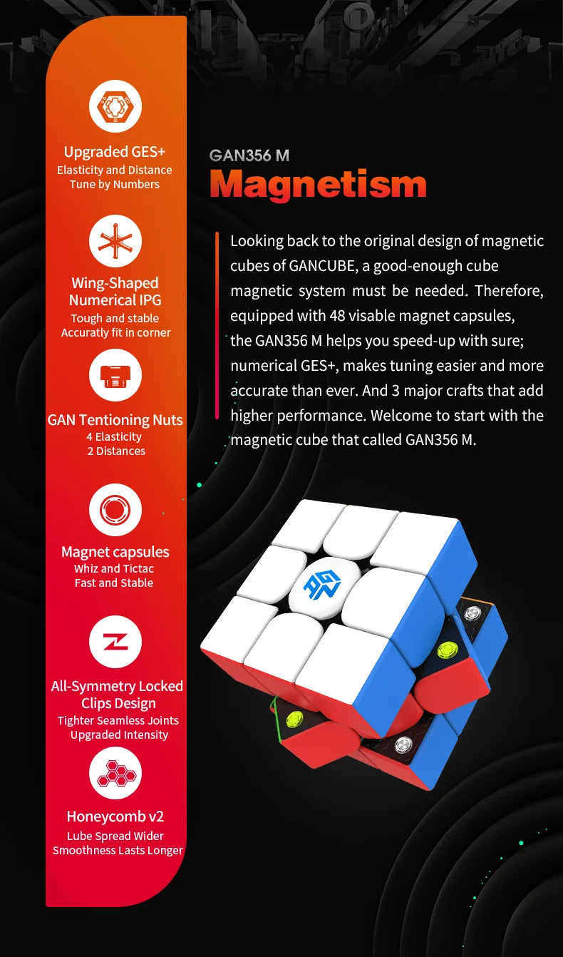 GAN 356 M 3x3x3 Magnetic Magic Speed Cube Stickerless Gan 356M Professional Fidget Toys GAN 356 M Lite Cubo Magico Puzzle