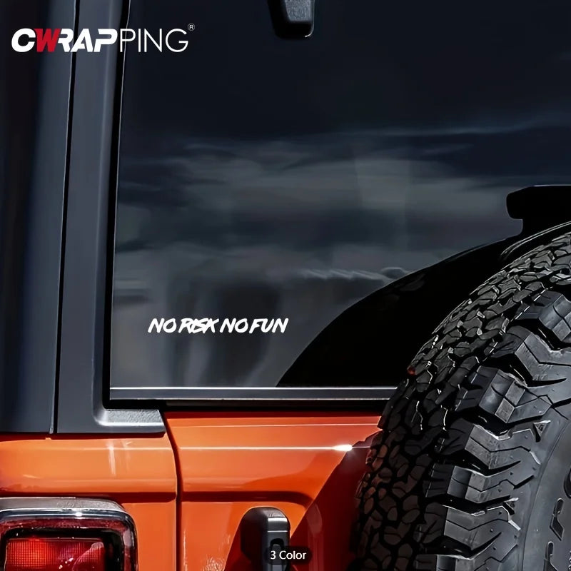 Waterproof Car Stickers 22x2.4cm No Risk No Fun Motorcycle Sticker Off-Road Fuel Tank Cars Window Decal Vinyl Auto Accessories