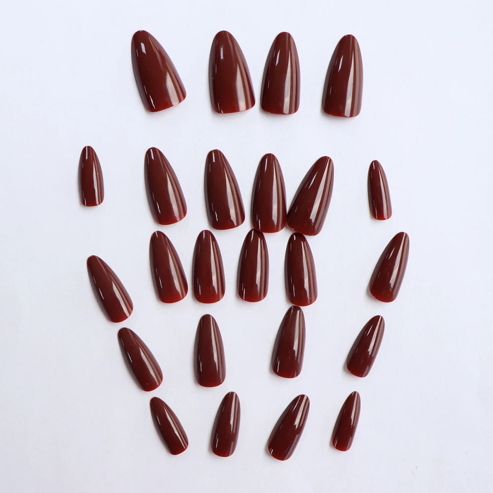 Simple & Delicate: 24PCS Almond Fake Nails for Effortless Date-Night Style