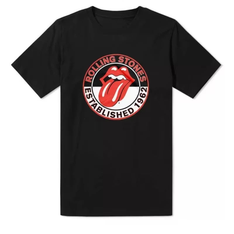2025 Summer European and American Rock Punk The Rolling Stones T-shirt Summer Cotton Round Neck Short Sleeve Fashion Men's Tee