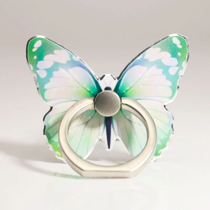 Universal Mobile Phone Luxurious Butterfly Finger Ring 360° Rotation Holder Folding Metal Stand Back Sticker Bracket for iPhone