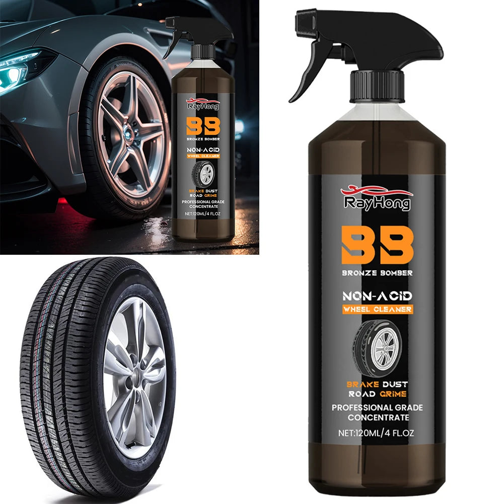 Wheel Rim Cleaner 120ml Powerful Rim Brake Buster Spray Dust Remover Car Wash Wheel Cleaning Spray for Cleaning Wheels and Tires