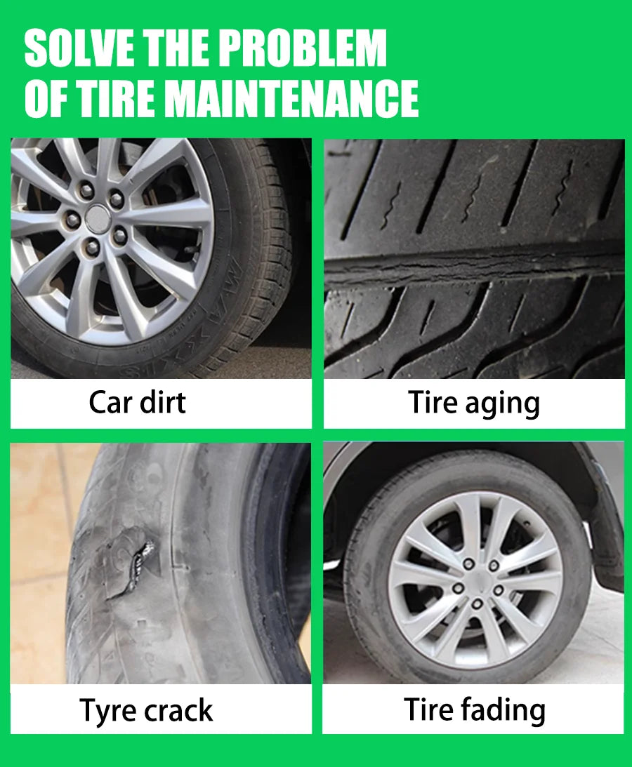Tire Coating Spray High Gloss Hydrophobic Sealant Wax Car Wheel Polishing Brightener Auto Care Re-Black Tire Refurbishing Agent