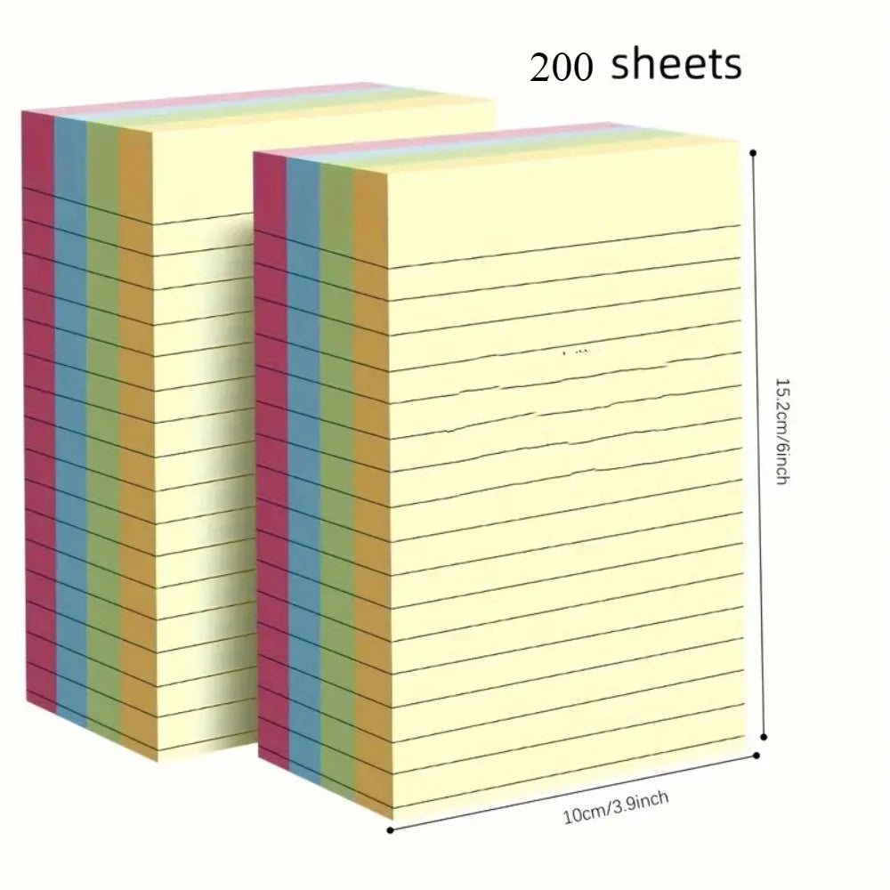 200 Pages of Colorful Self-Adhive Notes - Simple Stickers for Office, Home and School Organization