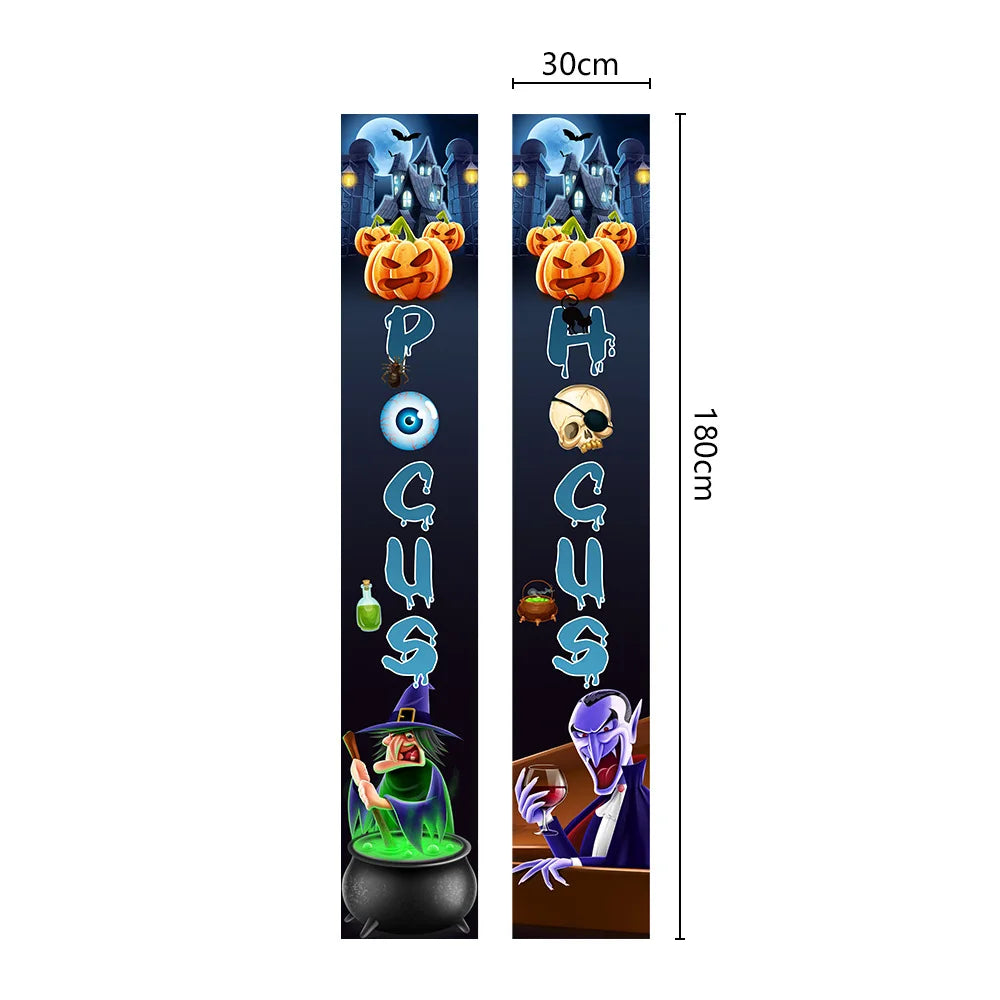 Halloween Couplets Festival Entrance Decoration Creative Text Door Curtain Horror Theme Party Decoration Polyester Hanging Flag