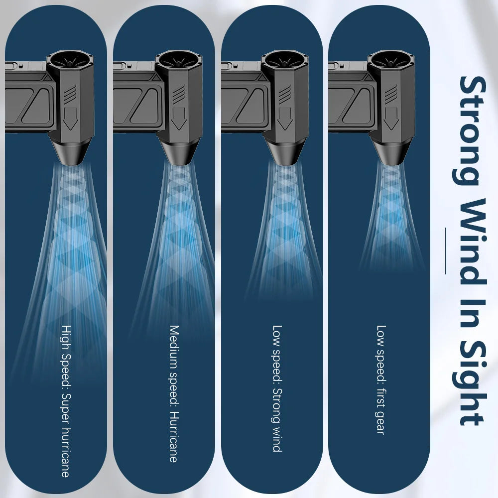 2-in-1 Blower & Vacuum, 4-Speed/Dual Magnetic Nozzles with LED & Type-C Fast Charge for Yard/BBQ/Hair/PC Use