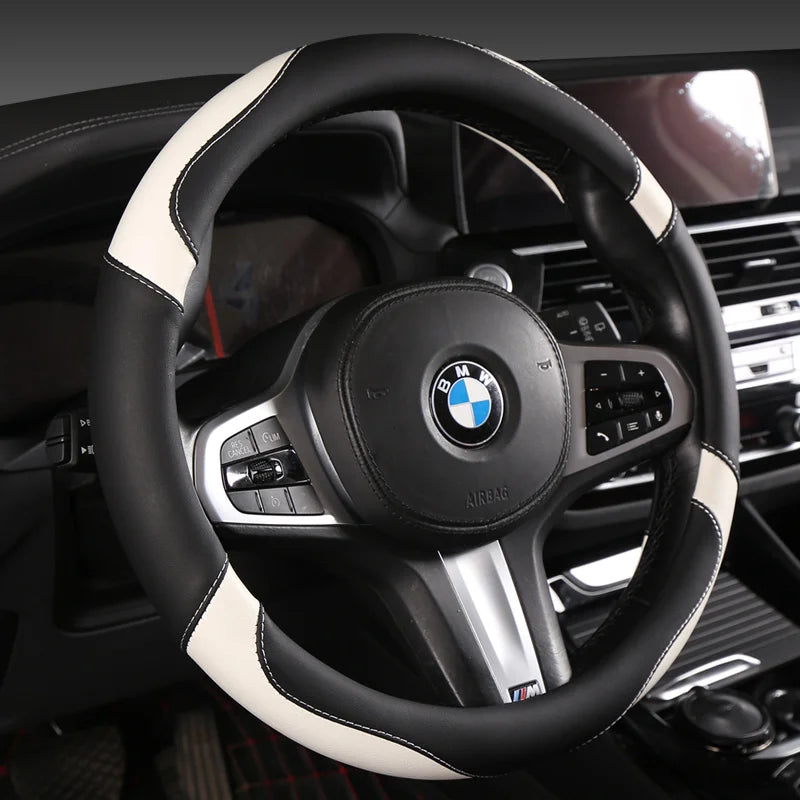 Car Steering Wheel Cover - Universal Car for Diverse Cars, Durable Leather Cover with Anti-Slip Lining, Fit for 14.5"-15"