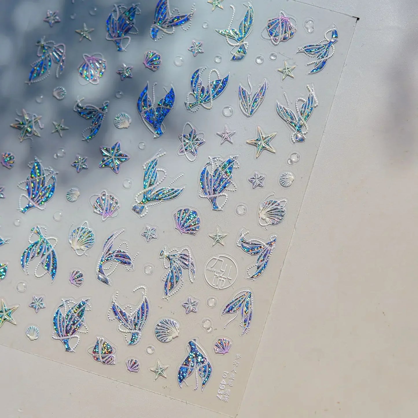 Colorful & Fun Beach Bloom Nail Art – 5D Stickers with Coral, Petals & Ocean Charms