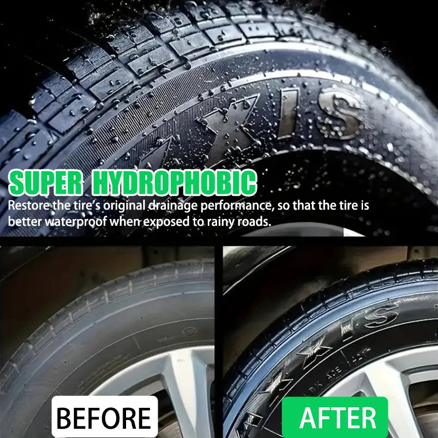 Tire Coating Spray High Gloss Hydrophobic Sealant Wax Car Wheel Polishing Brightener Auto Care Re-Black Tire Refurbishing Agent