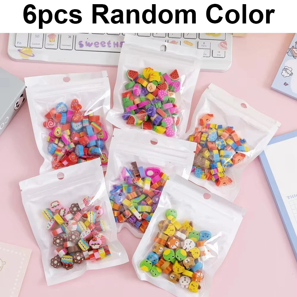 100PCS/2bags Mini Cartoon Fruit & Animal Erasers – Cute Rubber Set for Kids, Cross-Border Gifts & Holiday Awards