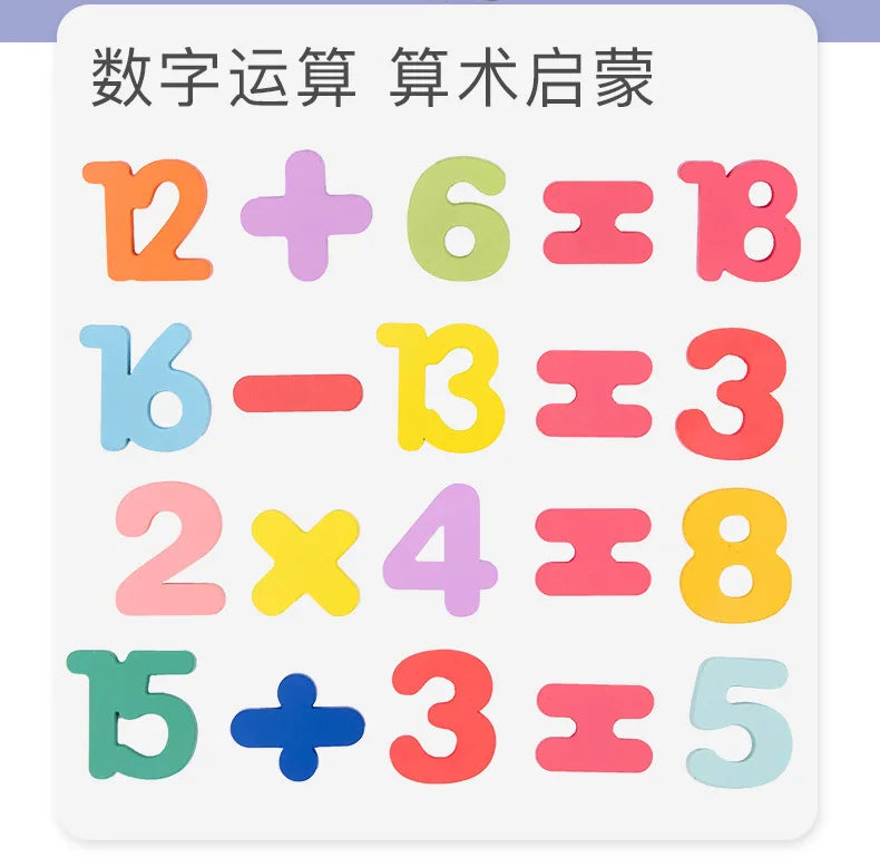 ABC Puzzle Shape Sorter Wooden Toys Early Learning Jigsaw Alphabet Number Puzzle Preschool Educational Baby Toys for Children