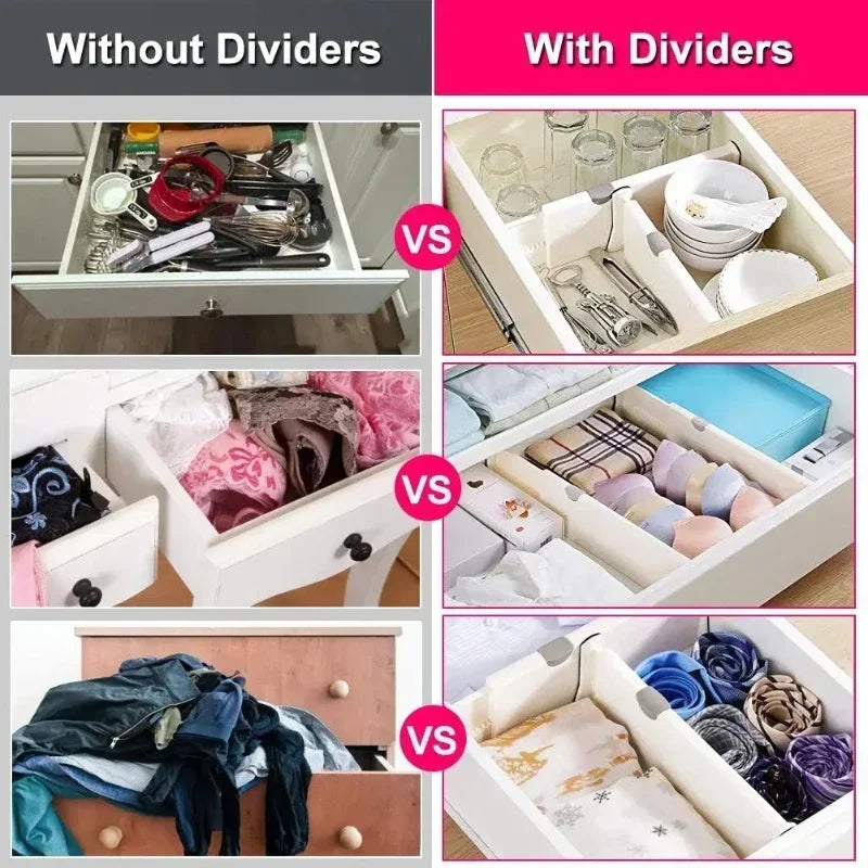 4 Pack Drawer Dividers Organizer Retractable Adjustable Storage Drawer Partition Holder Clapboard Kitchen Organizer Household